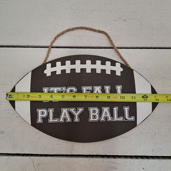 Hanging Football Wall Picture 13.5"X8" Let's Play Football Man Cave Material - Picture 3 of 4